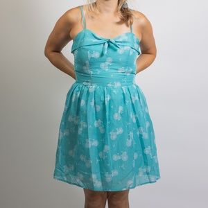 Lauren Conrad Light Blue Bicycle Pattern Fit & Flare Mini Dress Size 4